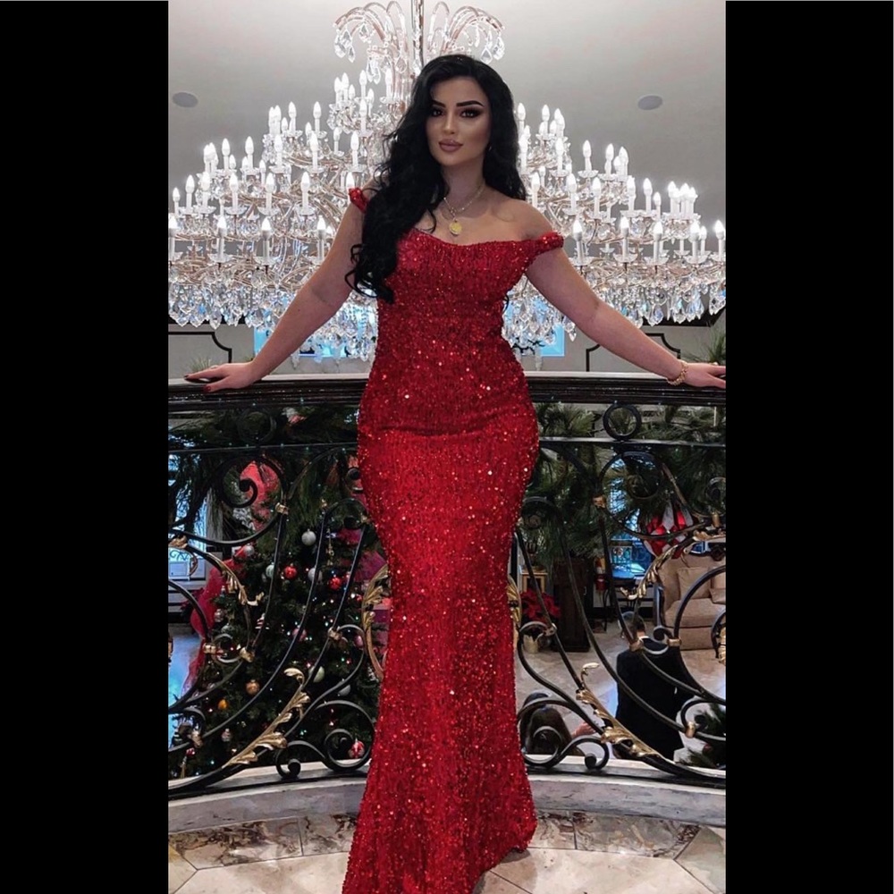 Red Shiny Maxi Gown